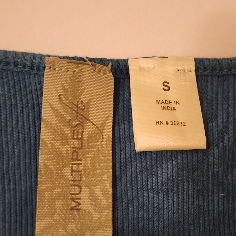 Multiplesoft Teal Button Down Tunic Henley - S NWT - image 7